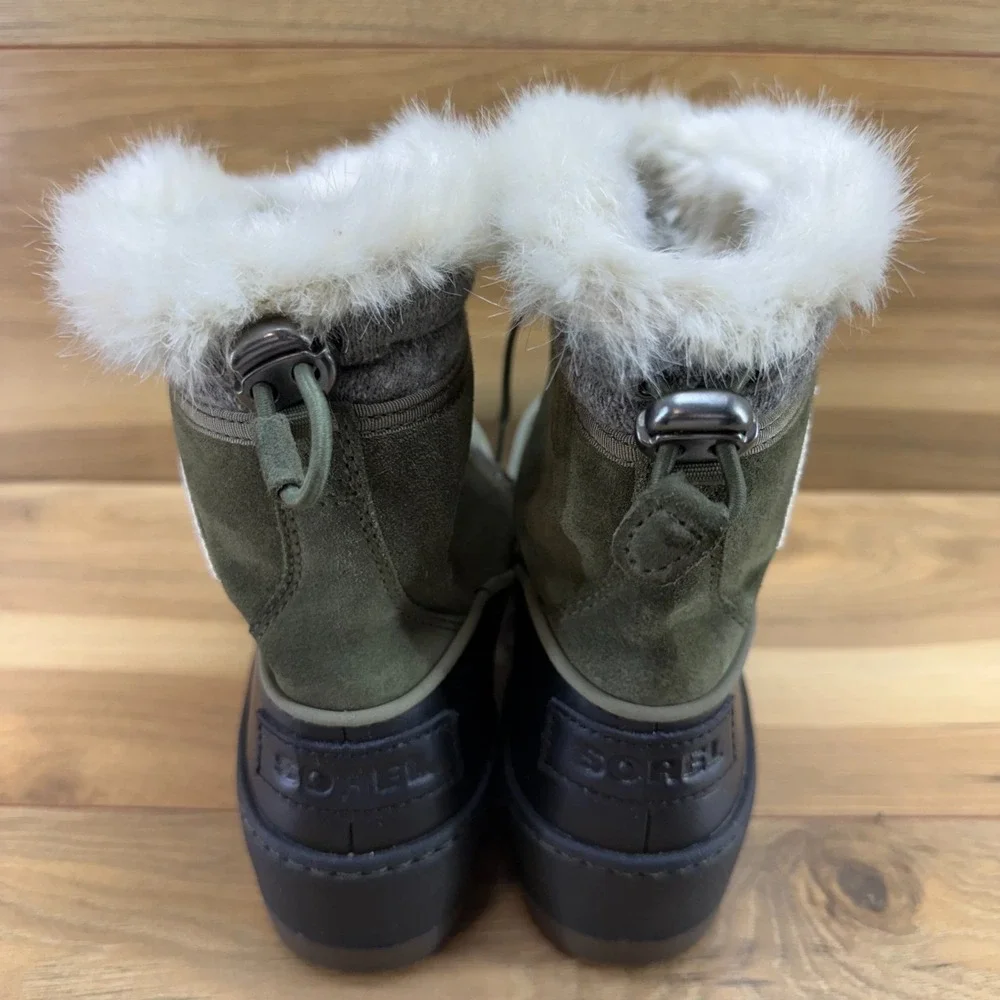 Sorel Tivoli III Green Black Snow Boots 7.5 Waterproof Faux Fur Gorpcore Ski